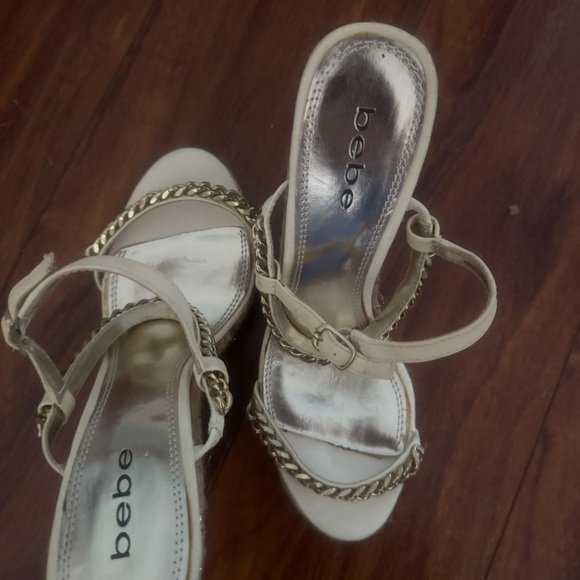 bebe Gold Chain Wedge Sandals - Picture 6 of 7